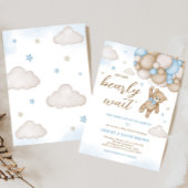 Invitation Baby shower Bleu Bear Balloons