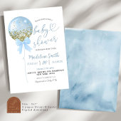 Invitation Baby shower Bleu Bleu Coquette Bow