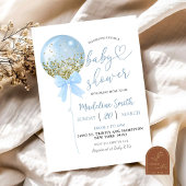 Invitation Baby shower Bleu Bleu Coquette Bow