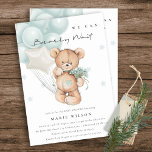 Invitation Baby shower Bleu Bleu Cute Aqua Bearly Wait Balloo<br><div class="desc">Pour toute autre personnalisation ou tout autre élément correspondant,  n'hésitez pas à me contacter à l'adresse yellowfebstudio@gmail.com</div>