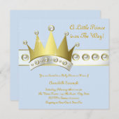 Invitation Baby shower Bleu Bleu et Or (Devant / Derrière)