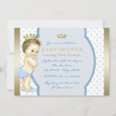 Invitation Baby shower Bleu Bleu et Or (Dos)