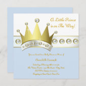 Invitation Baby shower Bleu Bleu et Or (Devant / Derrière)