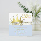 Invitation Baby shower Bleu Bleu et Or (Debout devant)