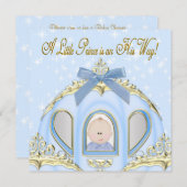 Invitation Baby shower Bleu Bleu et Or (Devant / Derrière)