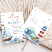 Invitation Baby shower bleu bleu rouge