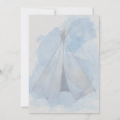 Invitation Baby shower bleu Boho Baby Elephant & Tipi (Dos)