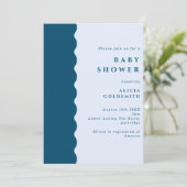 Invitation Baby shower bleu Boho Scalloped Edge (Debout devant)