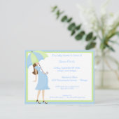 Invitation Baby shower bleu branché (Debout devant)