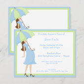 Invitation Baby shower bleu branché (Devant / Derrière)