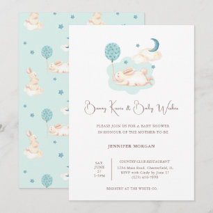 Invitation Baby shower bleu Bunny Dreams