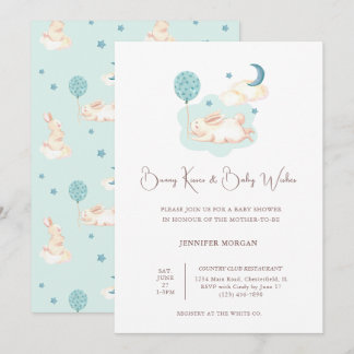 Invitation Baby shower bleu Bunny Dreams