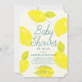 Invitation Baby shower bleu citron peint à la main par courri (Devant)
