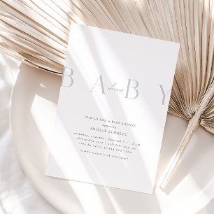 Invitation Baby shower bleu clair minimal ultra-moderne