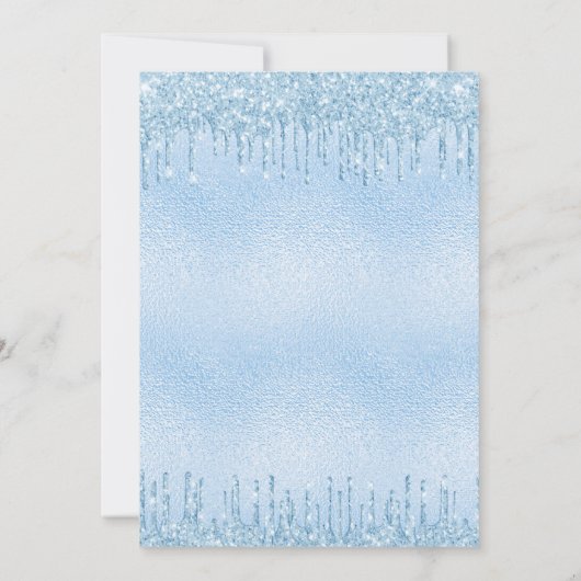 Invitation Baby shower bleu clair parties scintillant gouttes (Dos)