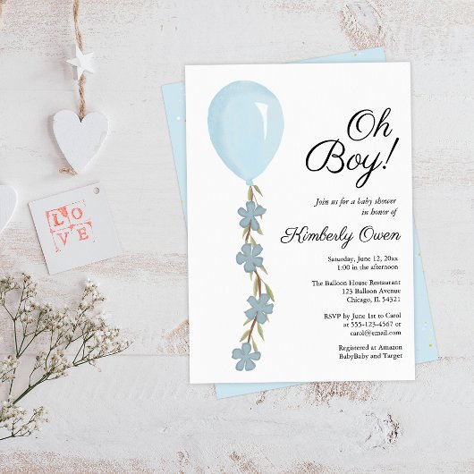 Invitation Baby shower Bleu Cute