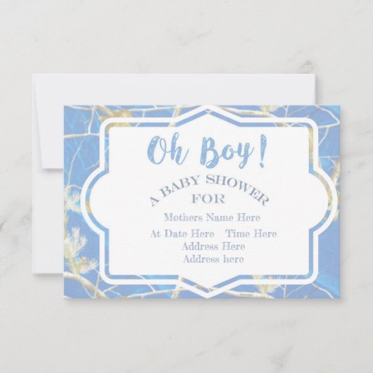 Invitation baby shower bleu de camo (Devant)