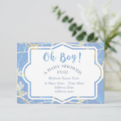 Invitation baby shower bleu de camo (Debout devant)