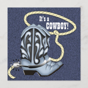 Invitation Baby shower bleu de cowboy de denim