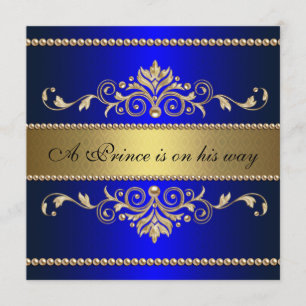 Invitation Baby shower bleu de garçon de motif de Flourish