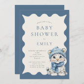 Invitation Baby shower Bleu de l'Arctique (Devant / Derrière)