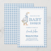 Invitation Baby shower bleu de Little Goose (Devant / Derrière)