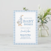 Invitation Baby shower bleu de Little Goose (Debout devant)