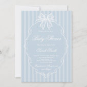 Invitation Baby-Shower Bleu Dentelle (Devant)