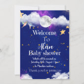 Invitation Baby shower bleu des rêves célestes (Devant)