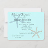 Invitation Baby shower bleu d'étoiles de mer de plage (Dos)