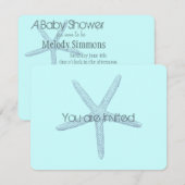 Invitation Baby shower bleu d'étoiles de mer de plage (Devant / Derrière)