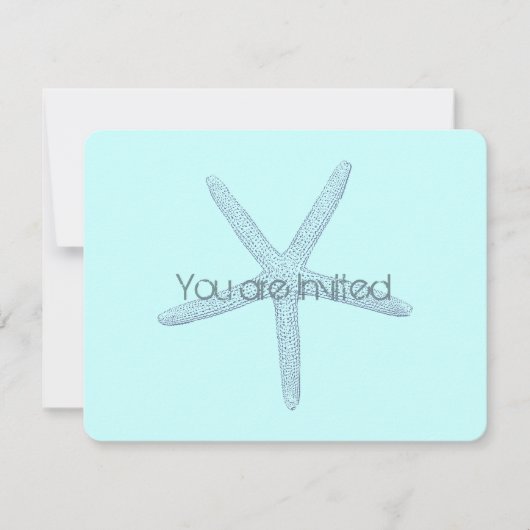 Invitation Baby shower bleu d'étoiles de mer de plage (Devant)