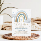 Invitation Baby Shower Bleu Doré Rêvé Boho