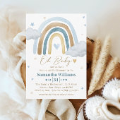 Invitation Baby Shower Bleu Doré Rêvé Boho
