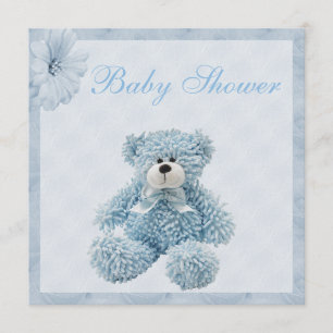 Invitation Baby shower bleu d'ours de nounours et de garçon