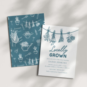 Invitation Baby shower Bleu du marché agricole local