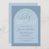 Invitation Baby shower bleu Dusty (Devant / Derrière)