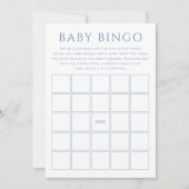Invitation Baby shower bleu Dusty simple Baby Bingo Card (Devant)