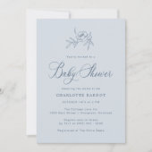 Invitation Baby shower Bleu élégant (Devant)