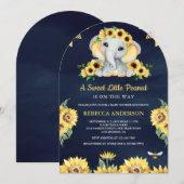 Invitation Baby shower bleu éléphant de la marine des tournes (Devant / Derrière)