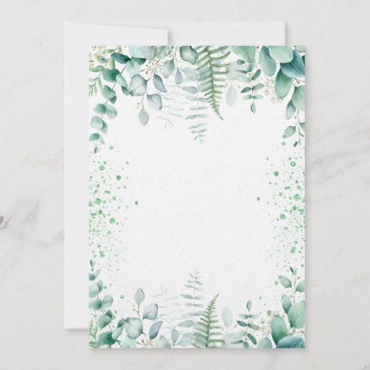 Invitation Baby shower bleu éléphant garçon eucalyptus luxe (Dos)