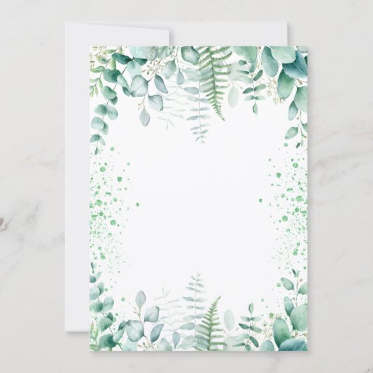 Invitation Baby shower bleu éléphant garçon eucalyptus vert (Dos)