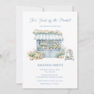 Invitation Baby Shower Bleu Elle est Fraîche du Marché