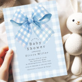 Invitation Baby shower bleu En vichy Bow