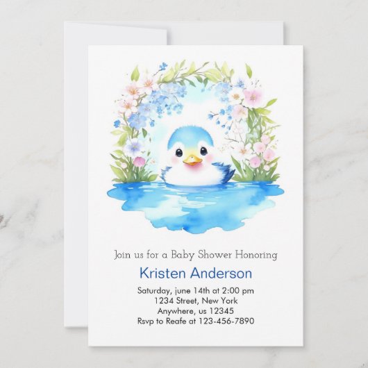 Invitation Baby shower Bleu Enchanted (Devant)