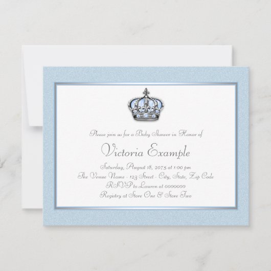 Invitation Baby shower bleu et blanc (Devant)