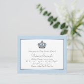 Invitation Baby shower bleu et blanc (Debout devant)