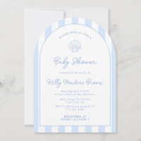 Baby Shower Bleu et Blanc Coquillage Moderne de St