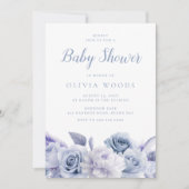 Invitation Baby shower bleu et blanc Dusty (Devant)