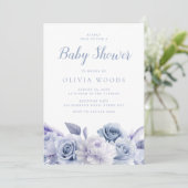 Invitation Baby shower bleu et blanc Dusty (Debout devant)